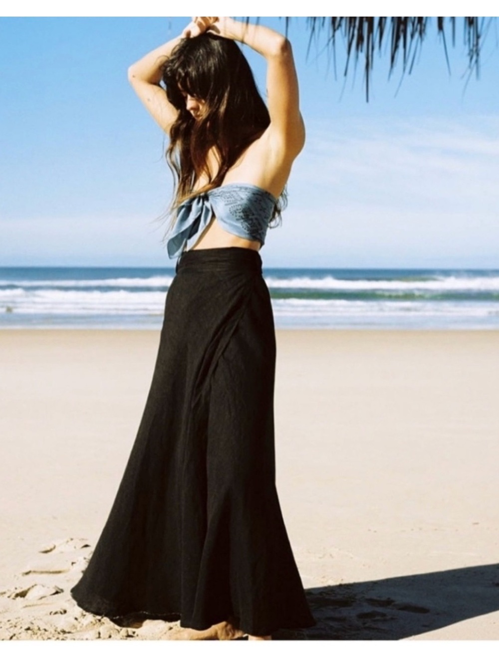 Ozma Of California The Wrap Skirt 100% Linen In Black